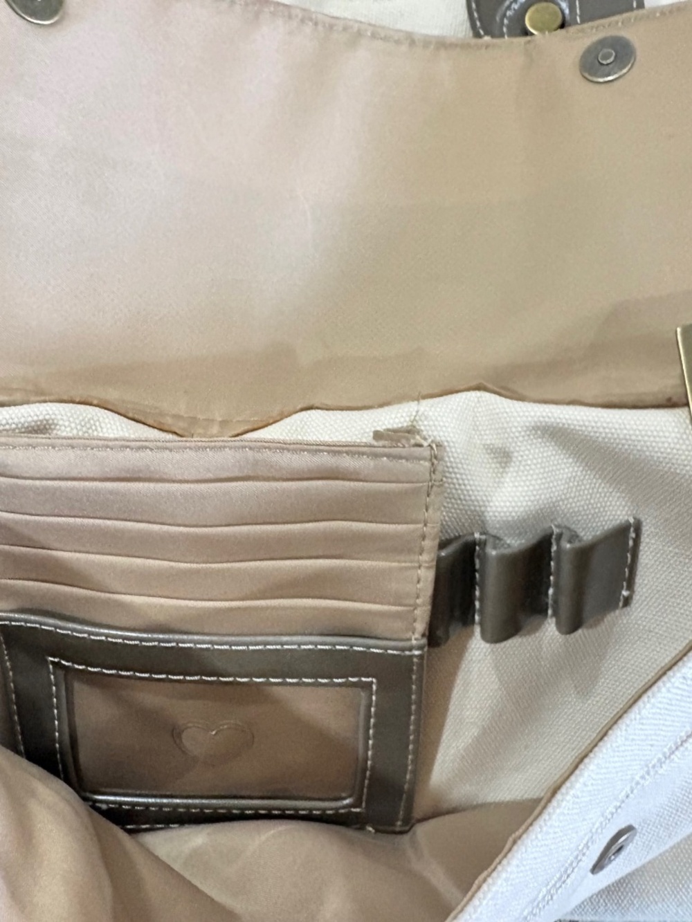 Giani Bernini Chic Classy Shoulder Bag- Neutral, Cream/Off-White/Brown Trim - Picture 7 of 8